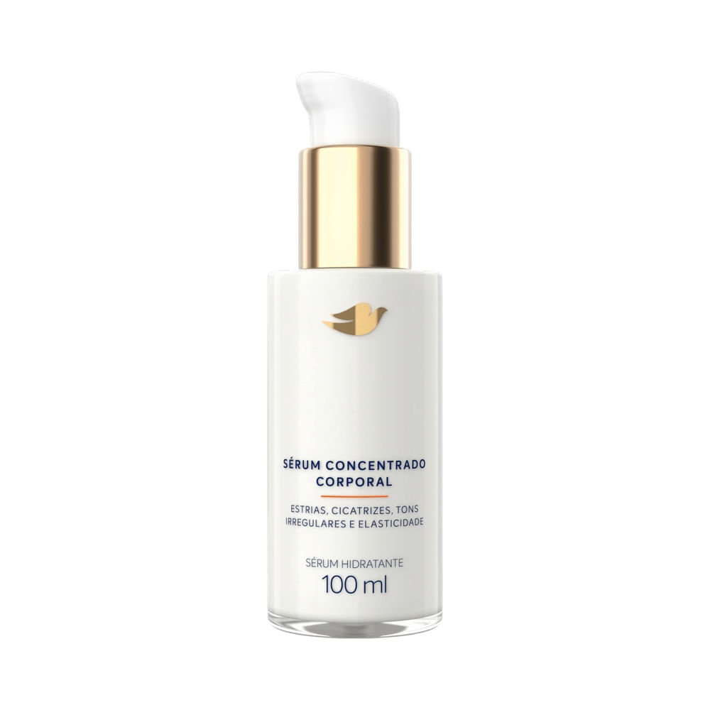 Frasco do Sérum Corporal Dove Concentrado 100ml em fundo branco, evidenciando o rótulo.